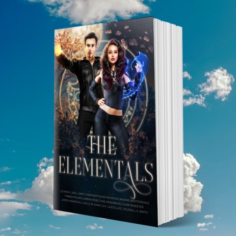 Cover of The Elementals in the element of air (surrounded by clouds)